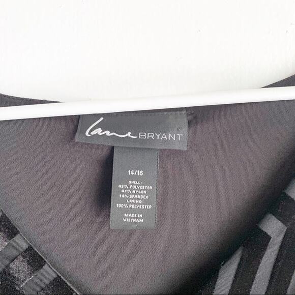 Lane Bryant Chevron Velvet Stripe Twist Front Sleeveless Dress LBD 14/16 V-Neck - Picture 2 of 8